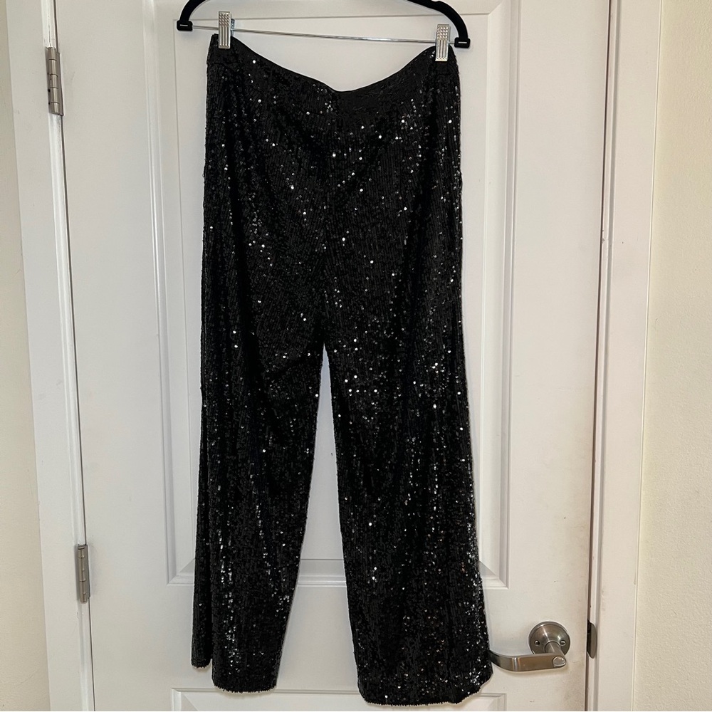 Express Cropped High Rise Sequin Pants Size M - Picture 2 of 7